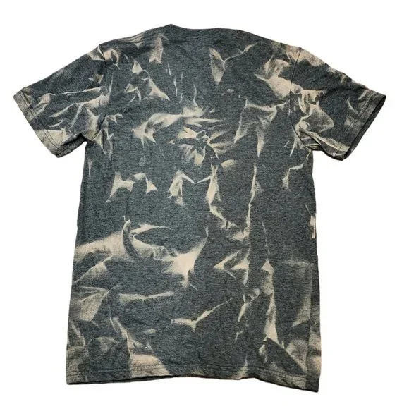 Peace Love Sunshine Sunflower Gray Bleached Handmade Graphic Tee T-Shirt - Picture 4 of 6